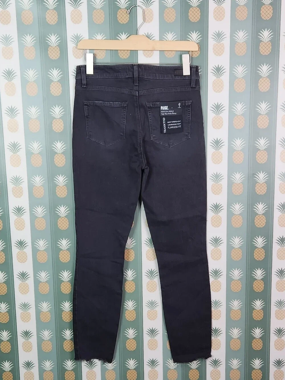 PAIGE Charcoal Gray High-Rise Skinny Jeans